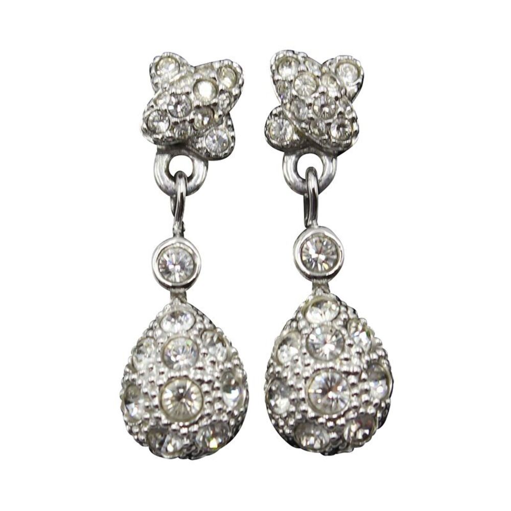 Swarovski Crystal Drop Earrings in Silver Metal